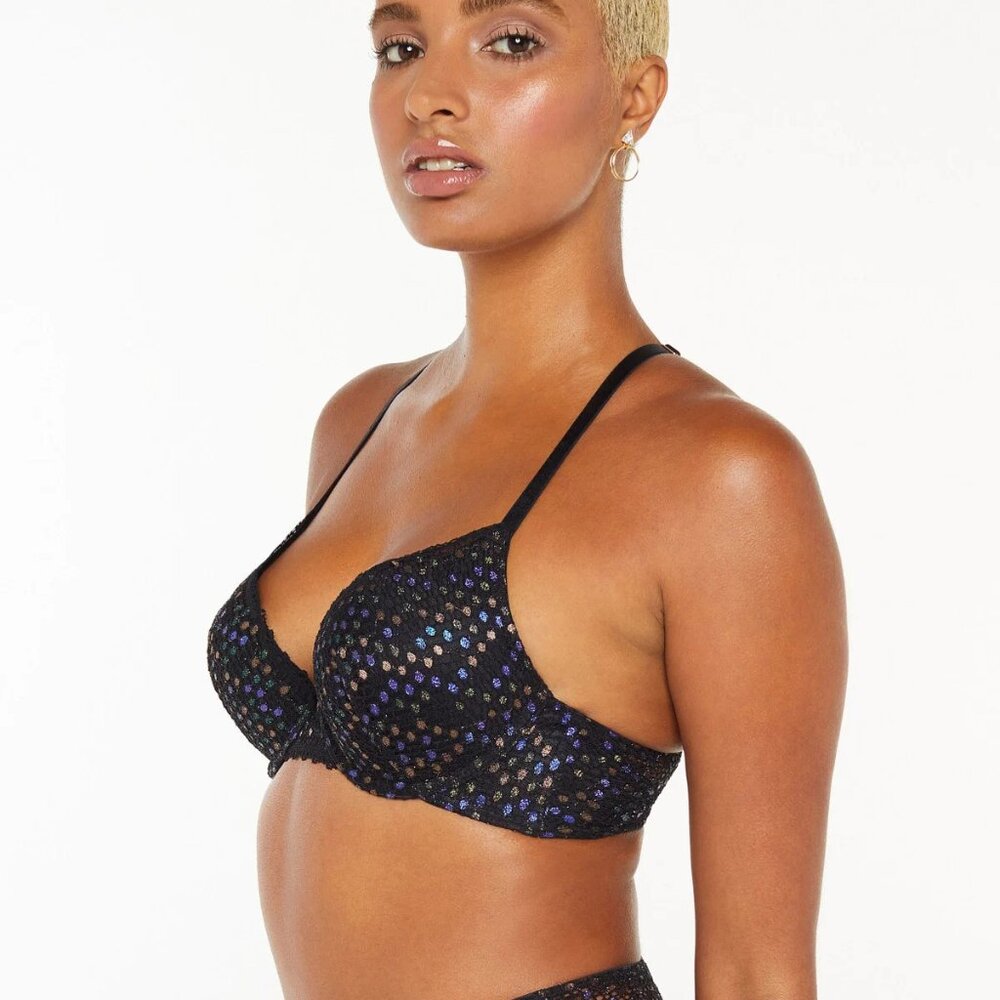 Disco Lace Up Push-Up Bra Iridescent Lace Savage X